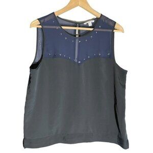 American Eagle Tank Top Large  Neutral Light Contemporary Black Navy Office Tops